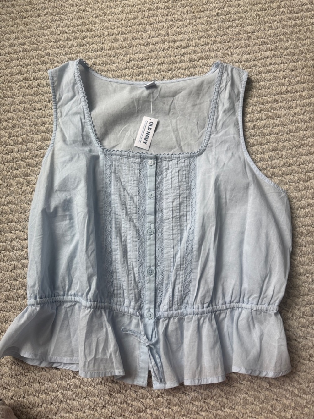 Old Navy Pale Blue Button-Front Peplum Tank